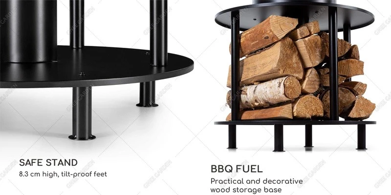 Corten Steel round fire pit with grill Corten Steel round fire pit with grill