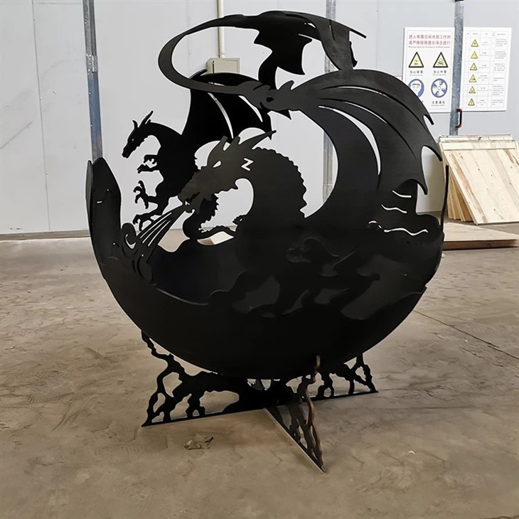 600mm 800mm 1000mm Corten Steel Fire Ball Outdoor Garden Decoration