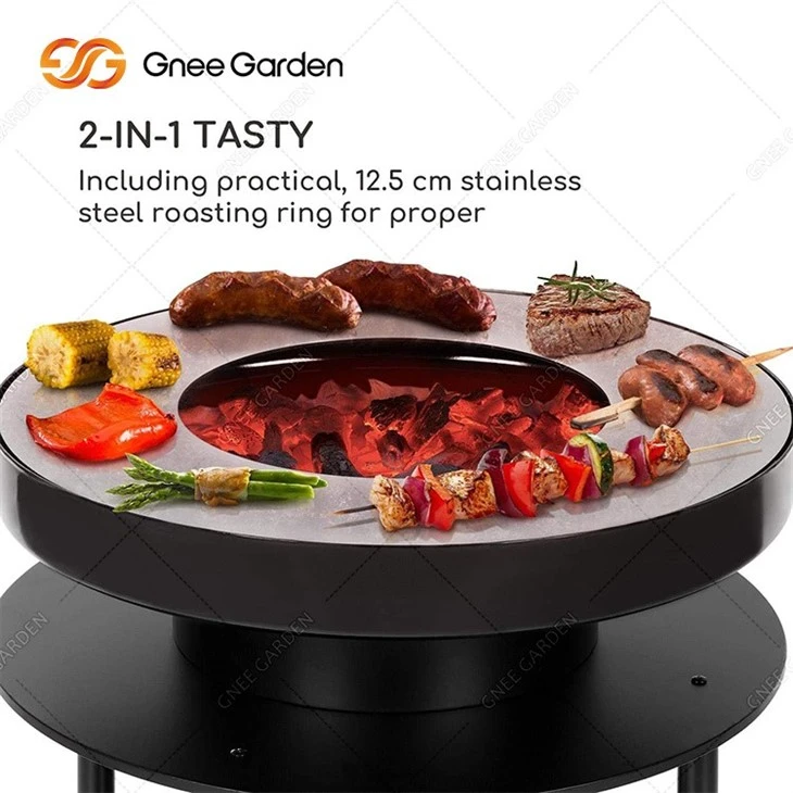 Corten Steel round fire pit with grill3