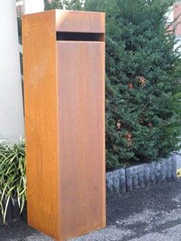Corten Steel Smart Locking Post Mailbox For Letter