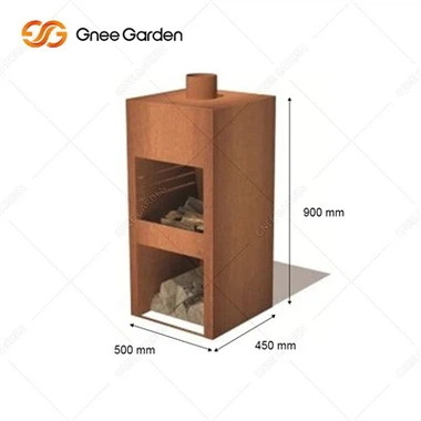 Камин Corten Steel Outdoor с грилем из нержавеющей стали