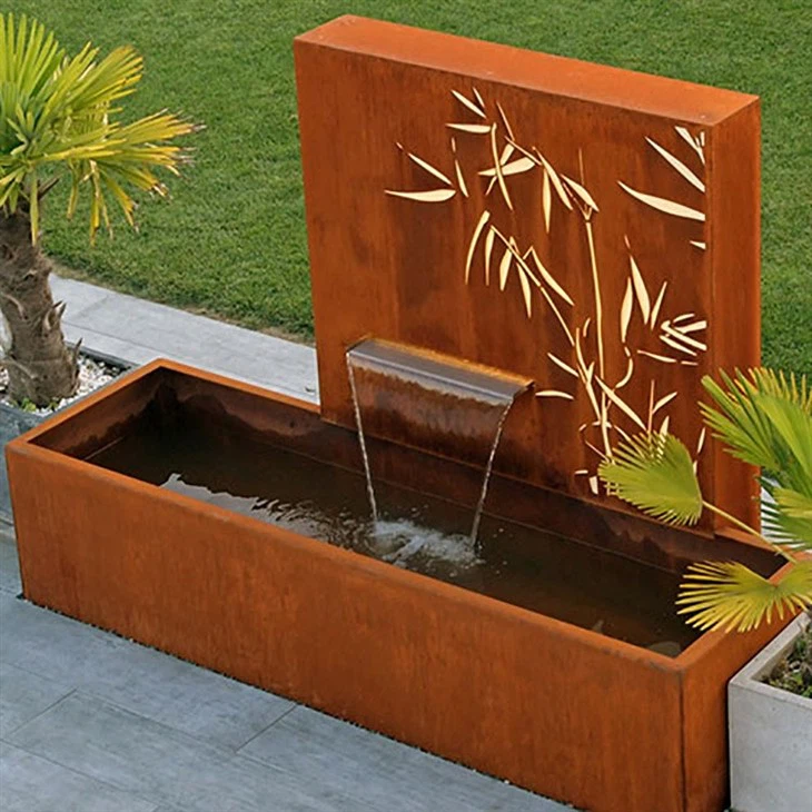 Garden Ornaments Outdoor Water Fall Fountain Corten Steel Water Feature
