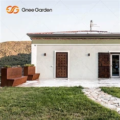 Скамейки для патио с современной мебелью из кортеновской стали