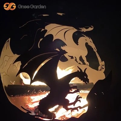 Наружная стальная яма с сферой Corten Sphere с дизайном дракона