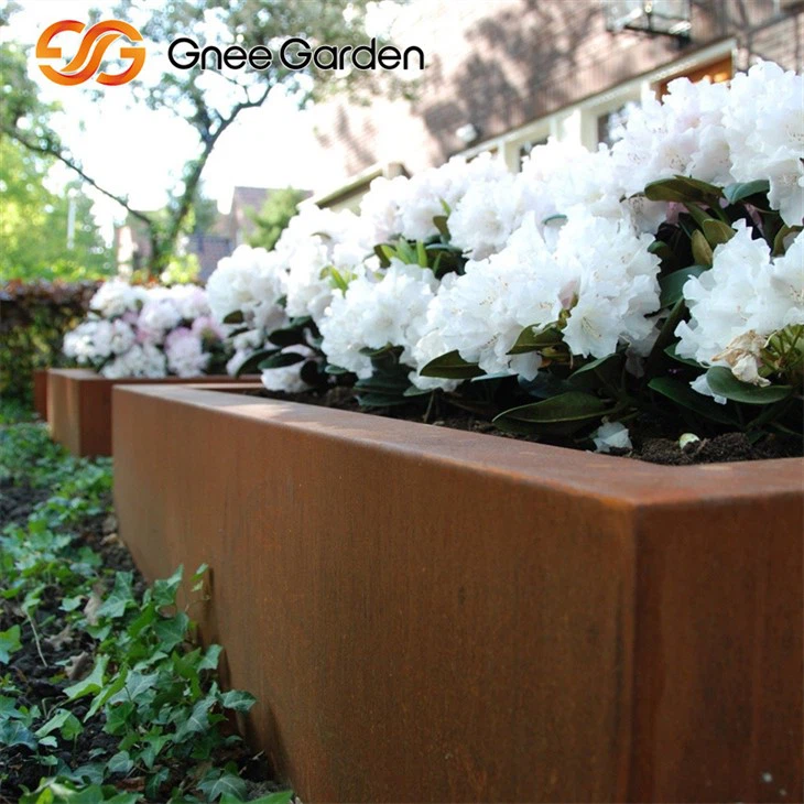 Квадратный открытый стальный садовый цветок Corten